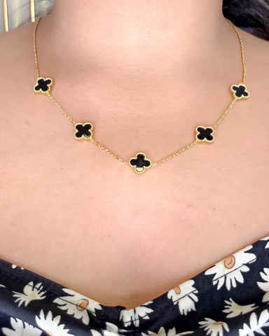 Dainty Clover Necklace-Black