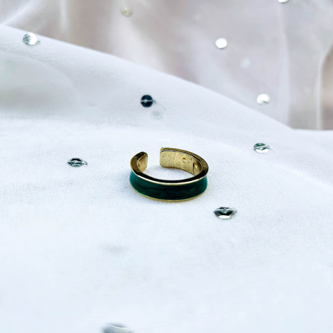 Bold Luxe Ring Set – 1 Green Enamel Ring, 1 Textured Band & 1 Twisted Molten Ring (Combo Pack)